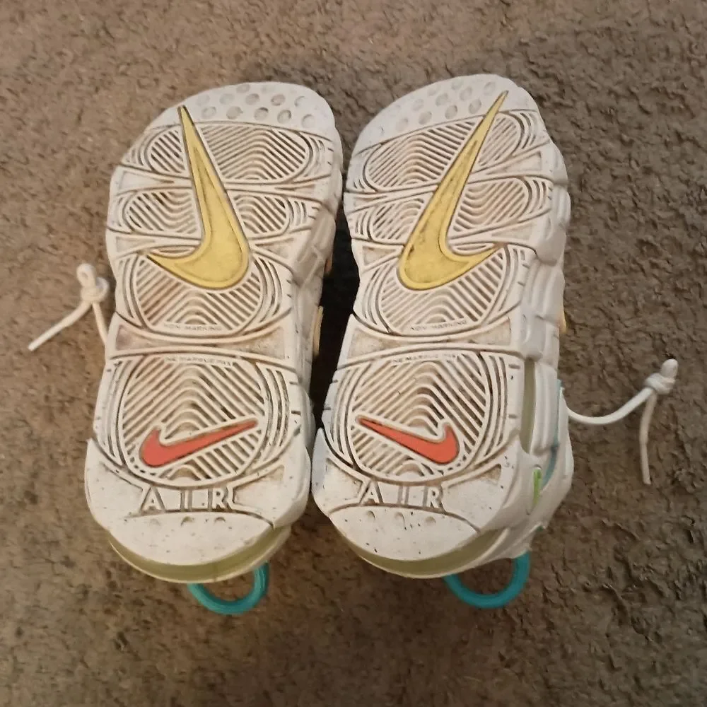 Nike Air More Uptempo BP White/Baltic Blue-Opti Yellow SZ 1Y FJ4625-100 PREOWNED